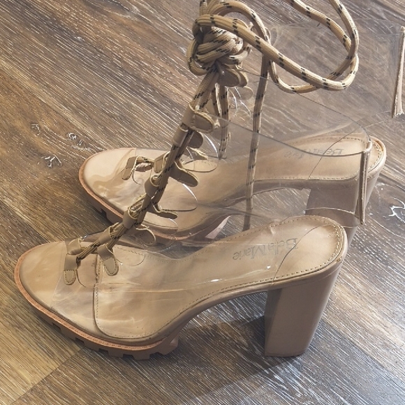 Bella Marie Beige Lace-Up Heels - Picture 5 of 8